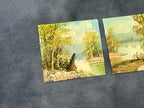 Four Seasons Paintings, Pleasant Miniature Countryside Scenes on Canvas, 4 Miniature Paintings