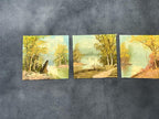 Four Seasons Paintings, Pleasant Miniature Countryside Scenes on Canvas, 4 Miniature Paintings