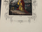Antique Victorian Hand Coloured Engraving c.1860 – “Chtist Praying In The Garden” – Biblical Hand Painted Print