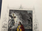 Antique Victorian Hand Coloured Engraving c.1860 – “Chtist Praying In The Garden” – Biblical Hand Painted Print