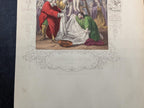 Antique Victorian Hand Coloured Engraving c.1860 – “The Descent From The Cross” – Biblical Hand Painted Print