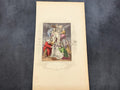 Antique Victorian Hand Coloured Engraving c.1860 – “The Descent From The Cross” – Biblical Hand Painted Print
