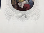 Antique Victorian Hand Coloured Engraving c.1860 – “Infant Christ Virgin & St John” – Biblical Hand Painted Print
