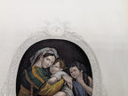 Antique Victorian Hand Coloured Engraving c.1860 – “Infant Christ Virgin & St John” – Biblical Hand Painted Print